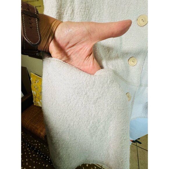 Q'Neel Nordic Design Cream Wool Sustainable Jacket Lagenlook Womens 10 Artsy - Picture 4 of 10